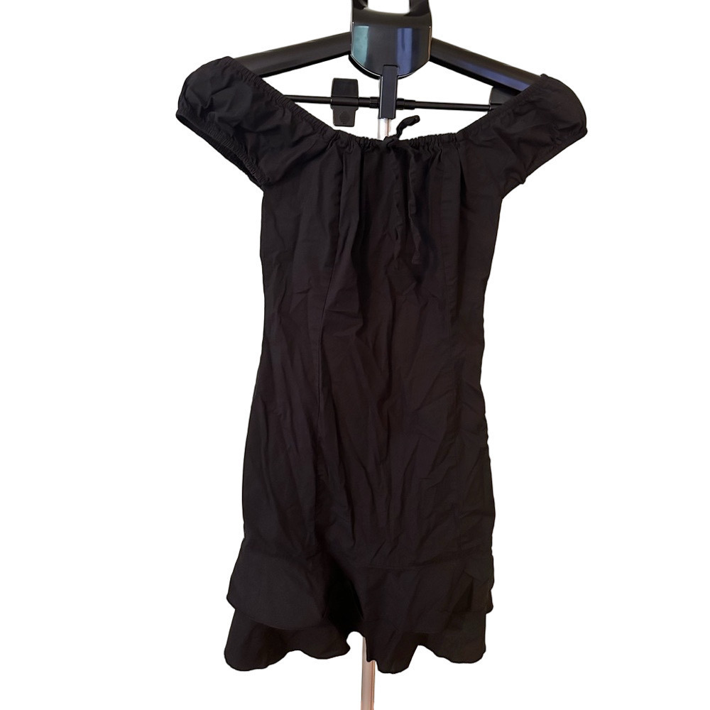 PROMOD BLACK OFF THE SHOULDER MILKMAID DRESS